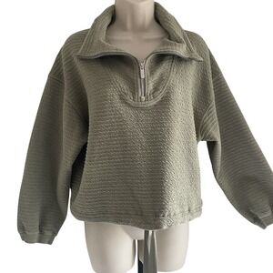 Lululemon Textured Half Zip‎ Pullover Rosemary Green XS/S Cinch Hem